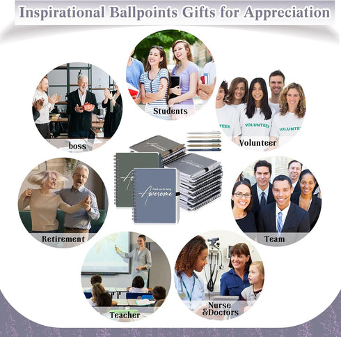 Honoson 30 Sets Employee Appreciation Gifts, Thank You Spiral Notebook with Pen Set, Inspiration Journal for Office Team