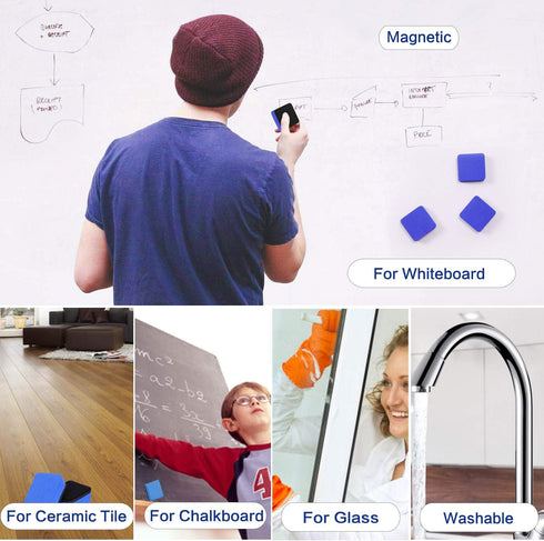 Dry Erase Erasers, 36 Pack Magnetic Whiteboard Eraser for Classroom Office and Home (Blue)