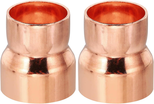 PATIKIL 2pcs 1 3/8" to 1 1/4" ID Copper Reducer, 99.9% Pure Copper Reducing Coupling