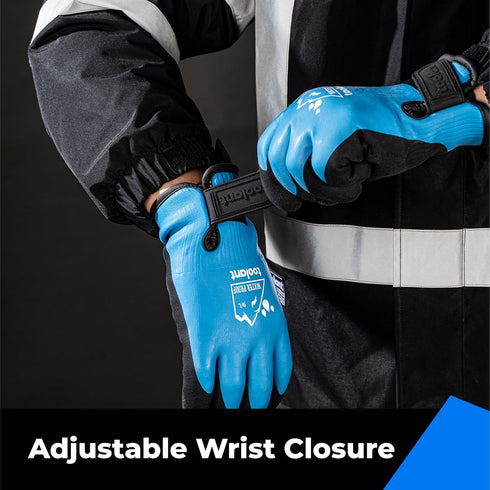 100% Waterproof Gloves for Men and Women, Winter Work Gloves, Touchscreen Thermal Insulated Freezer Gloves, Blue Medium
