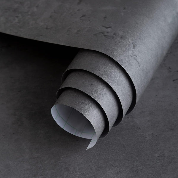 16" 118" Dark Grey Black Concrete Wallpaper, Peel and Stick 3D Matte Textured Contact Paper for DIY Wall Sticker