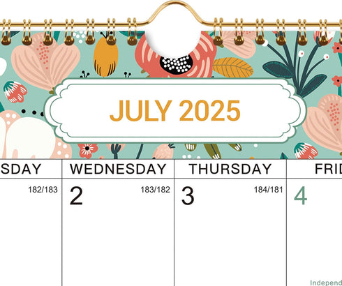Calendar 2026 - 18 Months Wall Calendar from July 2025 to December 2026, 14.8" x 11.4" with Julian Date