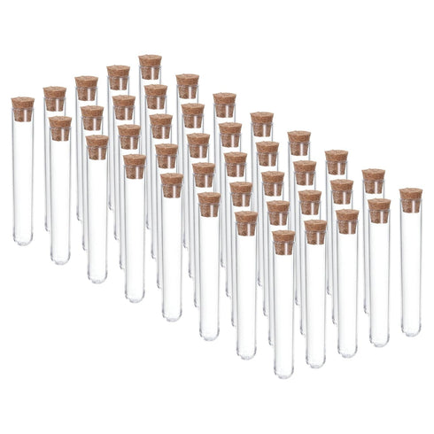 PATIKIL 40Pcs 6ml Plastic Test Tubes with Cork Stoppers, 78x13mm for Scientific and Party Decoration Use