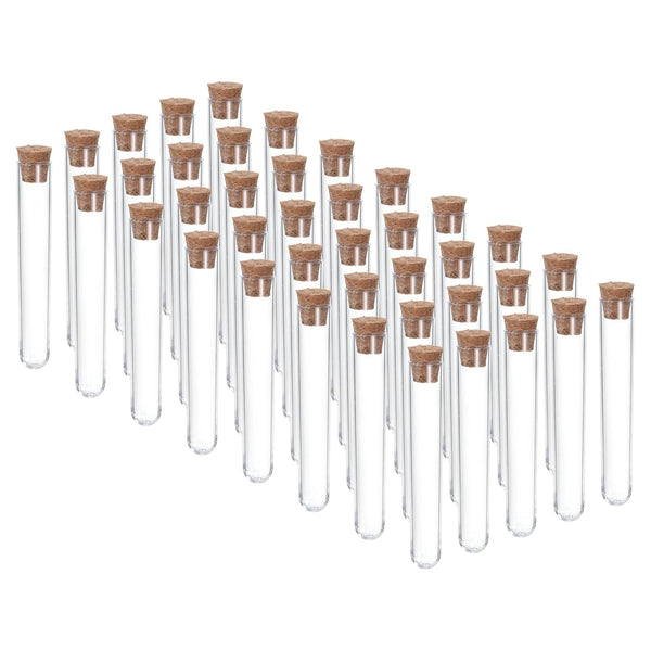 PATIKIL 40Pcs 6ml Plastic Test Tubes with Cork Stoppers, 78x13mm for Scientific and Party Decoration Use