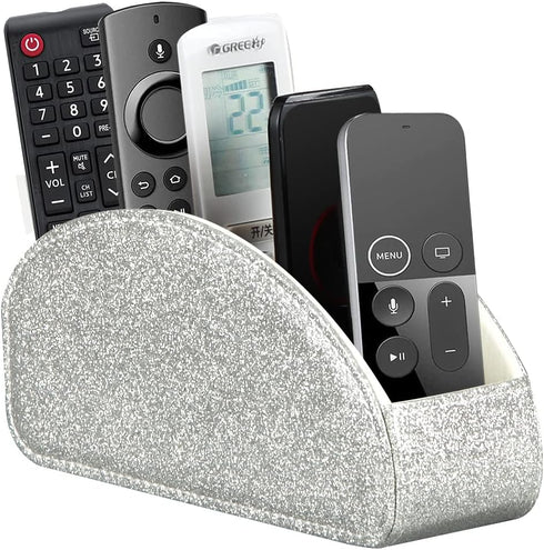 Remote Control Holder - Leather Desk Organizer for Living Room, Bedside Storage for Remotes and Supplies