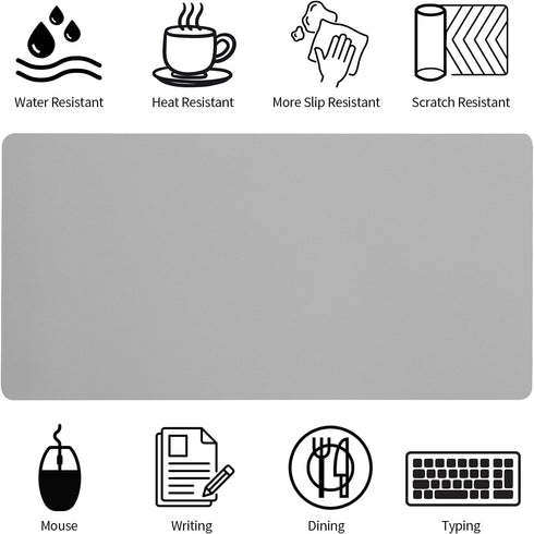 Bloss Large Desk Pad, Non-Slip Desk Mat, Waterproof Desk Blotter, Easy to Clean - Light Grey (31.5 x 15.7 Inches)