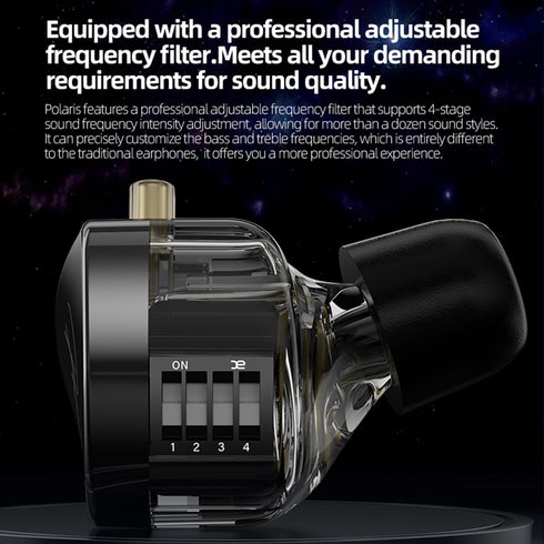 4 2pin CCA Polaris Tone Adjustable in Ear Monitor Headphones, High-Sensitivity Dual-Cavity Dynamic Driver IEM