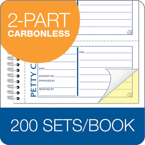 Adams 2-Part, 4 200 Sets (SC1156) Spiral Petty Cash Book, Carbonless, Messages per Page, per Book