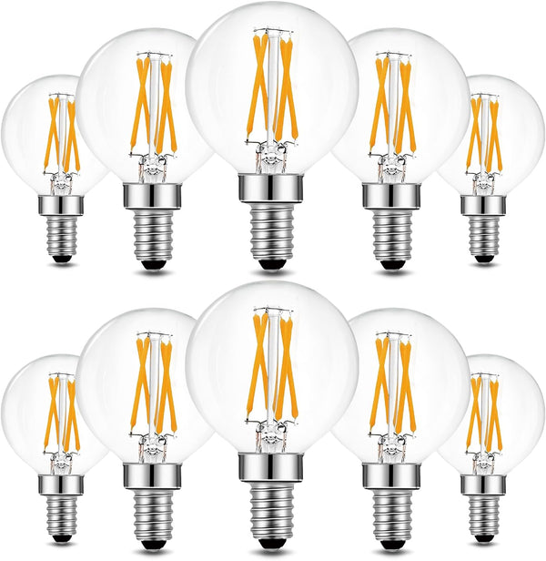 BRIMAX 10 Pack G16.5 Light Bulbs, Dimmable 4W E12 LED, 2700K Warm White, Flicker Free for Ceiling Fans