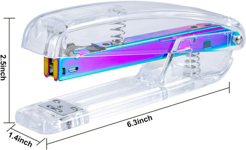 Dream Color Acrylic Stapler Set,Desk Stapler,Office and Home Stapler,Students Stapler,Tape Dispenser,Stapler Remover,Free 1000pcs 26/6 Staples—Laser by SEAKOS
