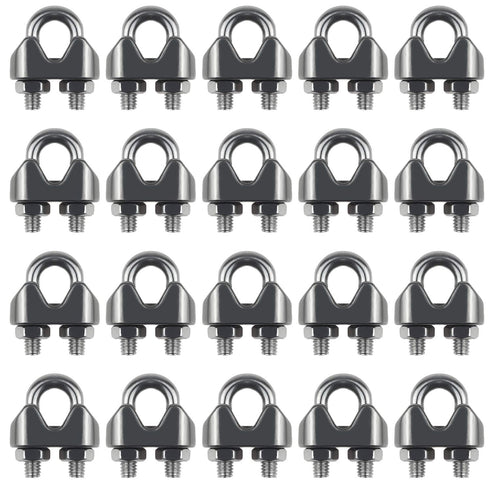 20PCS 1/8 Inch M3 Stainless Steel Wire Rope Cable Clip Clamp