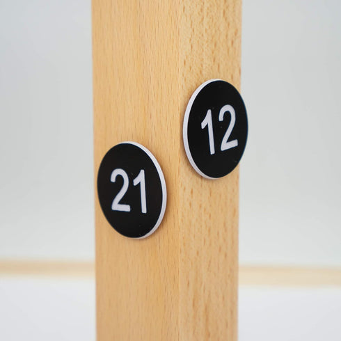 StayMax Engraved Plastic Number Tags Without Hole (1-50, Black)