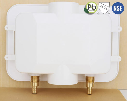 1/2-inch Hammer WHK Washing Machine Outlet Box,Pex Laundry Box Washer Wall Box With Drain Recessed Water Valve Box