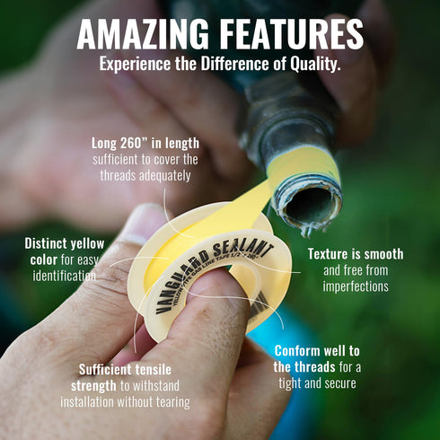 PTFE Yellow Gas Line Thread Sealant Tape, 1 Pack, 260" Length, 1/2" Width for Propane and Natural Gas