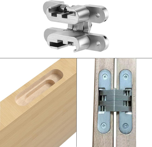 Zinc Alloy Hidden Door Hinge (0-180 Opening Angle) Hardware Accessories (Silver - Small)