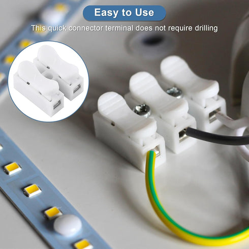 2 Pin Wire Connectors, 100Pcs Spring Terminal Cable Clamp Connectors for LED Strip Light