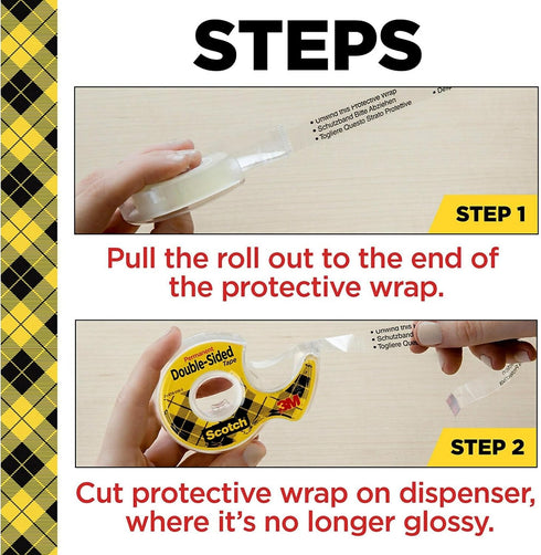 Scotch 136 Double-sided Tape with Dispenser, Permanent, 1/2-Inch x 250-Inch
