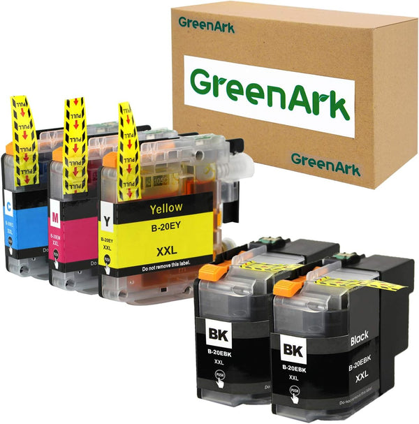 GREENARK Compatible Ink Cartridge Replacement for Brother LC20E - Super High Yield 5 Pack for MFC-J985DW, MFC-J775DW.