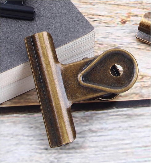 Zittop 4 Pack Metal Binder Clips, Bronze Invoice Bill Clip Utility Paper Clips for Office Home Use