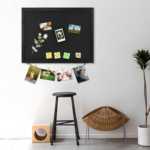 Black Bulletin Boards Cork Board with Felt, 17"x13" Large Display Pin Board for Walls, Jewelry, Notes