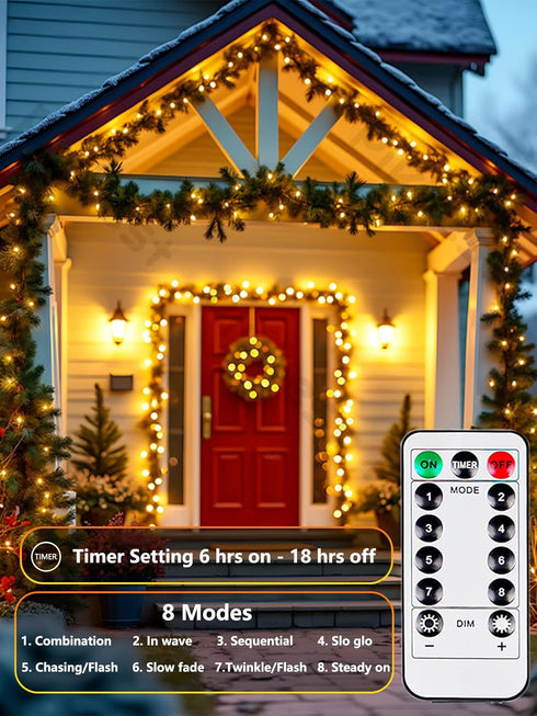 4 Pack 100 33FT 8 LED Fairy Lights Battery Operated with Remote, Waterproof Twinkle Lights with Timer & Modes, Fairy