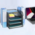 Stackable 4 Tier Paper Letter Tray Organizer, Mesh Desk Organizer with File Holder for Office Supplies, Black