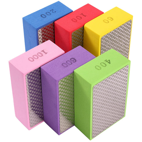 XKDOUS 6PCS Diamond Hand Polishing Pads, 60/100/200/400/600/1000 Diamond Sanding Pads for Ceramic Tile Glass Stone