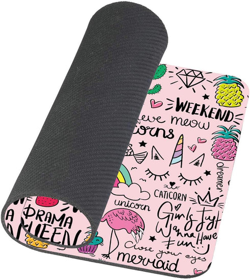 Custom Gaming Mouse Pad, Cute Flamingo and Unicorn Non-Slip Rubber Comfortable Design