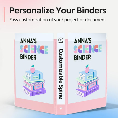 Sooez BinderX 1 Inch Round Ring Binder, Aqua Blue, Fits 150 Sheets, Customizable Cover, 2 Inside Pockets, Cute Aesthetic