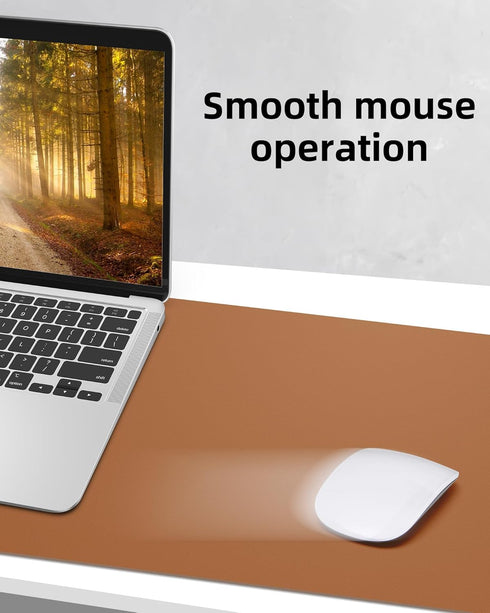 Leather Desk Pad Protector, Mouse Pad, Non-Slip PU Leather Desk Blotter, Large Waterproof Mat for Office/Home (Light