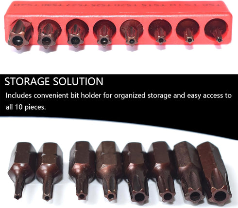 SKZIRI 8-Piece 5 Set, TS8-TS40, 1-inch Point Torx Security Screwdriver Bit Long