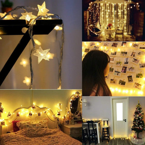 Melostu 10ft/3M 20 Merdeco Star String Lights, LED Plug in String Lights Warm White Fairy Lights