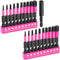 Pink Hex Head Allen Wrench Drill Bit Set, 20pcs (Metric&SAE), 1/4” Hex-Shank S2 Steel with Quick-Change Adapter
