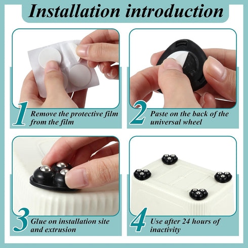 Honoson 24 360 3 Pcs Self Adhesive Caster Wheels Appliance Rollers Appliance Sliders for Kitchen Swivel Universal Wheel