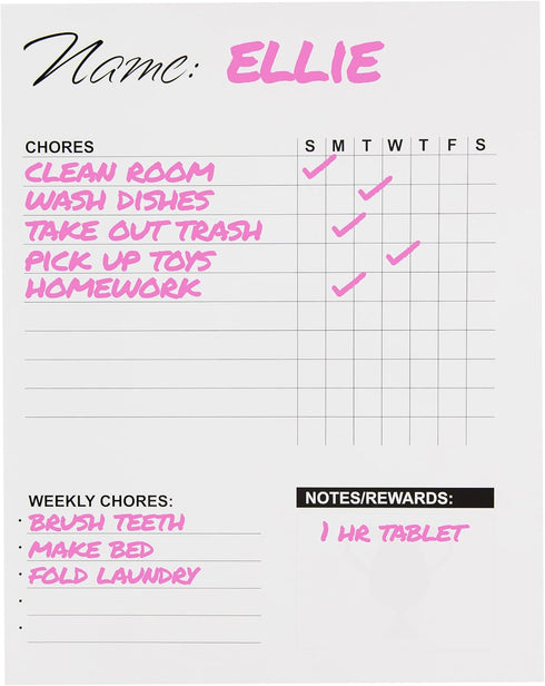 Dry Erase Chore Chart for Kids, Set of 3 (11x14 Inch) Magnetic Responsibility Chart with 3 Dry Erase Markers