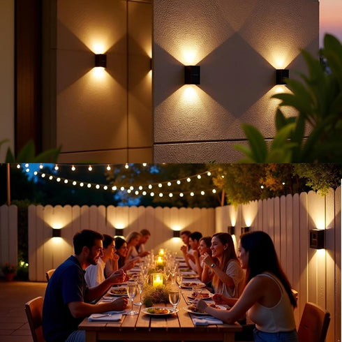 4 Pack,Illuminate IP65 ASLIDECOR Solar Wall Lights UP Down Outdoor Sunlight Sensor Lamp Waterproof LED Modern Deck
