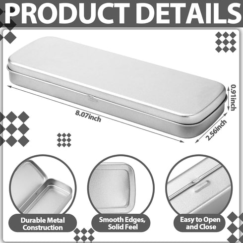 Feifeiya 12 Pcs Metal Pencil Case - Hinged Stainless Steel Box for Brushes & Crayon