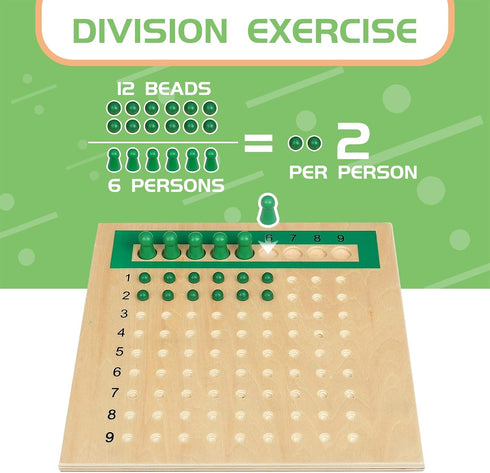 YHZAN Montessori Math Board Learning Multiplication & Division STEM Wooden Educational Toy Manipulative