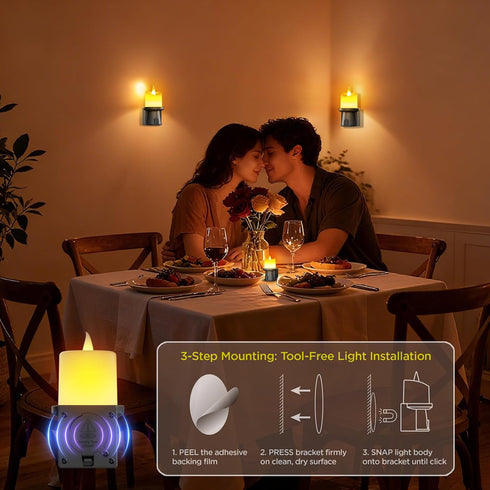 FriutShine 1 Pack) Flameless Candles Night Light with Flickering Flame, Battery Operated LED Night Light, Magnetic