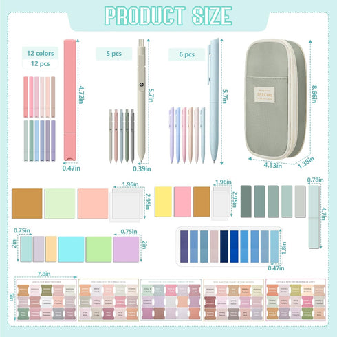 Chiisong 73 Pcs Aesthetic Bible Study Supplies - Bible Journaling Kit with Highlighters, Sticky Notes, Gel Pens &