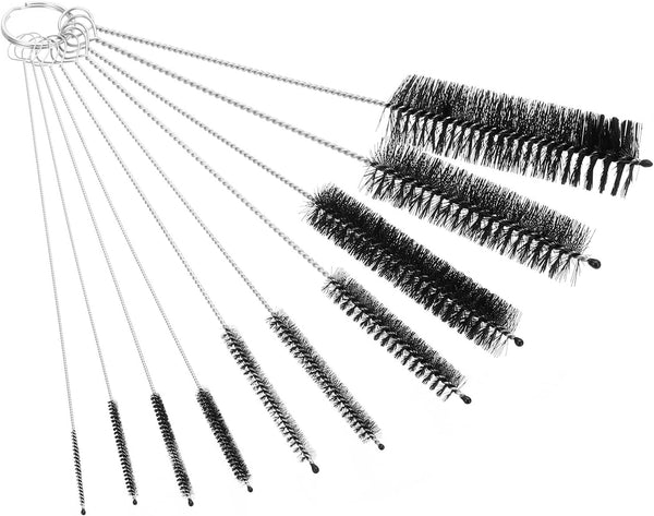 PATIKIL 8.3" Straw Cleaner Brush Set, 10 Different Diameter Stainless Steel Nylon Pipe Wire Cleaning Brush for Lab