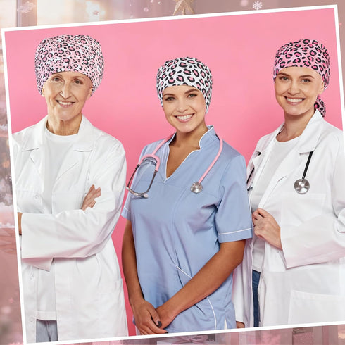 Jamntower 6 Pcs Satin Lined Scrub Caps Women Working Hat Surgical Nurse Cap Adjustable Tie Back Hats with Button