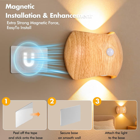 Set 2 Motion Sensor Wall Lights Indoor - Rechargeable Wall Lights Up & Down, Wireless Battery Operated Wall Sconce