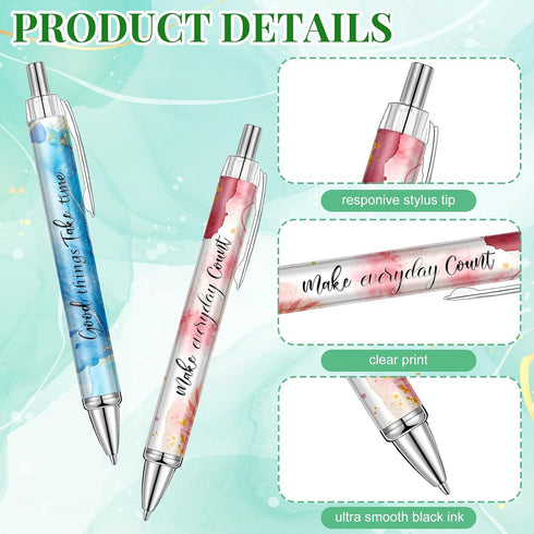 Yeaqee 50 Pcs Motivational Quotes Ballpoint Pens Bulk, Stylish Retractable Gift Pens for Women Students, Pastel Style