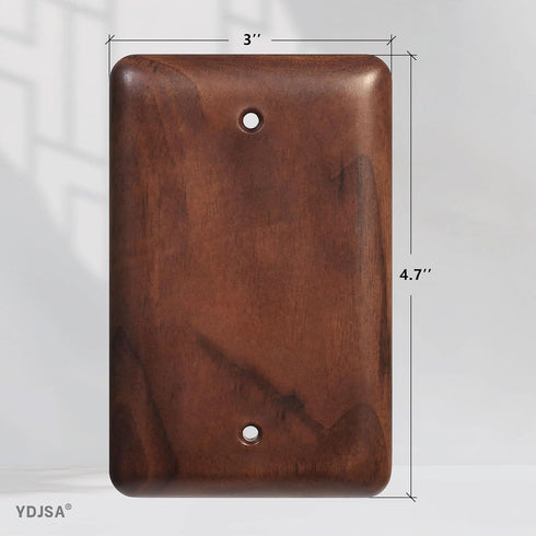 2-Pack 1-Gang Blank Outlet Cover Wall Plate, Solid Wood Cover Plate in Premium North American Walnut