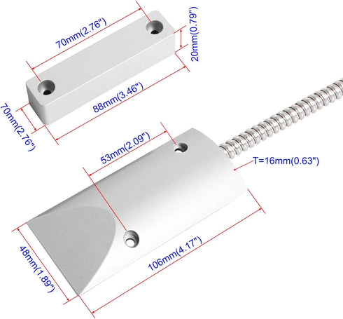 Aoje-Link OC-60 NC Rolling Door Contact Magnetic Reed Switch Alarm Sensor, Zinc Alloy, 2pcs