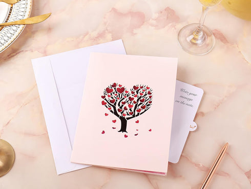 Liif Love Tree Couple 3D Greeting Pop Up Card, Happy Anniversary, Wedding, Birthday, for Wife, Husband, Large Size