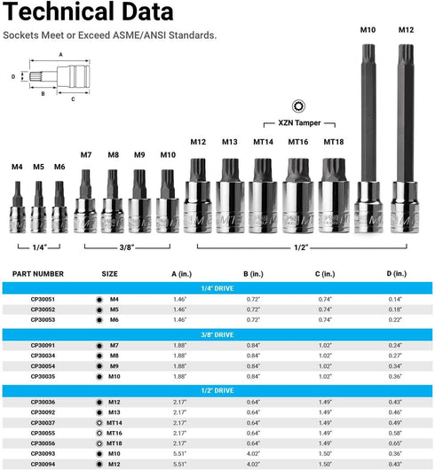 (7mm (M7)) Capri Tools XZN Triple Square Spline Socket Bit, Metric