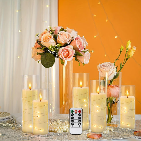 YOROXRG 24 Pack Parties,Wedding(D2.2 5" 6" 7") Christmas Decoration Flickering Flameless Candles,Battery Operated