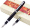 Duke Black Fountain Pen Gift Box Set - Double-Nibs Iridium Medium and Fude Calligraphy Nib for Office/Art